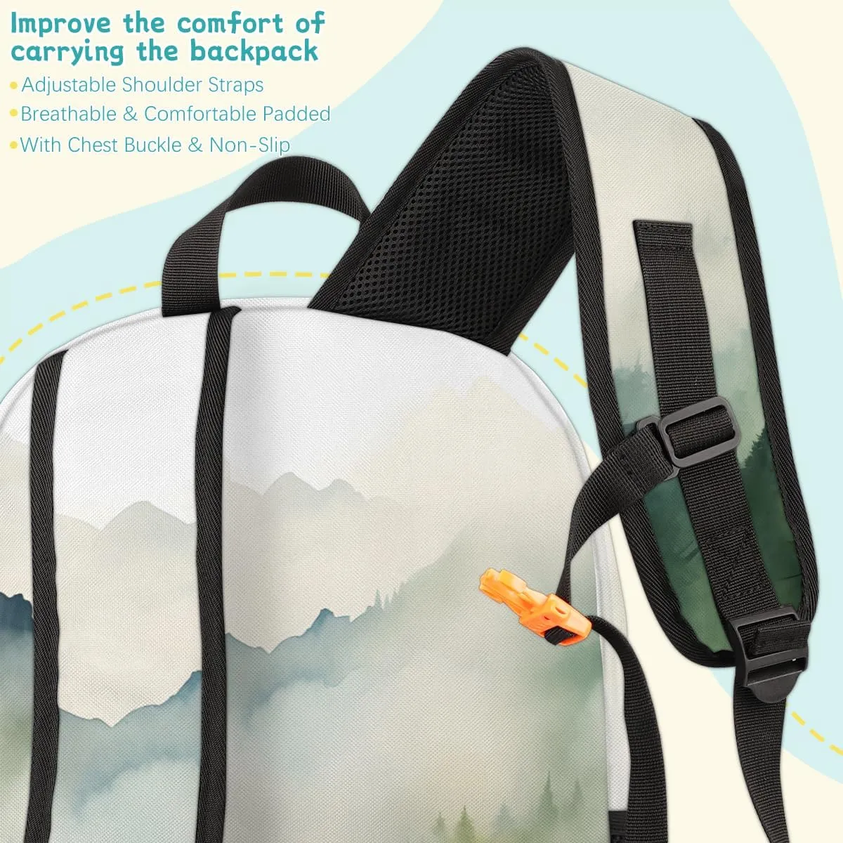 Misty Forest Carry on Travel Backpack for Women Men Water resistant Lightweight Rucksack Backpack for Weekender Casual Work Hiking Jungle Mountain Landscape
