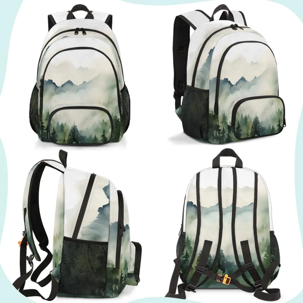 Misty Forest Carry on Travel Backpack for Women Men Water resistant Lightweight Rucksack Backpack for Weekender Casual Work Hiking Jungle Mountain Landscape
