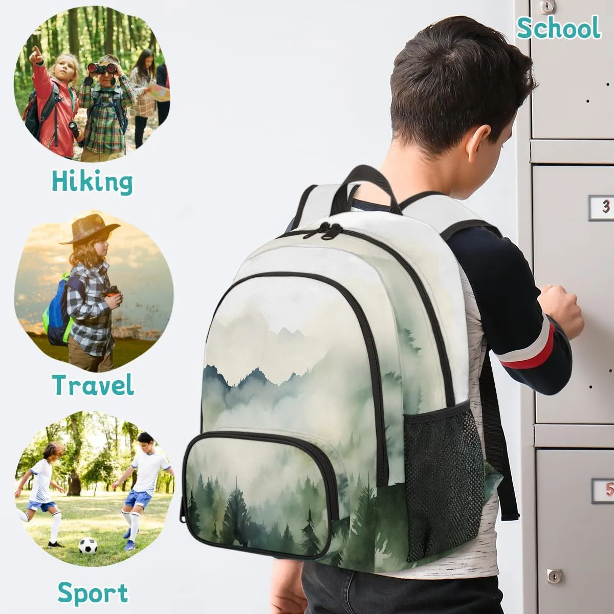 Misty Forest Carry on Travel Backpack for Women Men Water resistant Lightweight Rucksack Backpack for Weekender Casual Work Hiking Jungle Mountain Landscape