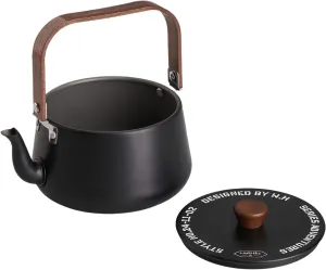 [Mokcoliy]【Camping Essential】1.1L【Fast-Boil Aluminum Kettle】with Ergonomic Walnut, Lightweight Outdoor Cooking Pot for Hikers (ium Colors),【198g】Space-Saving Design for Backpacking/Campfire Use