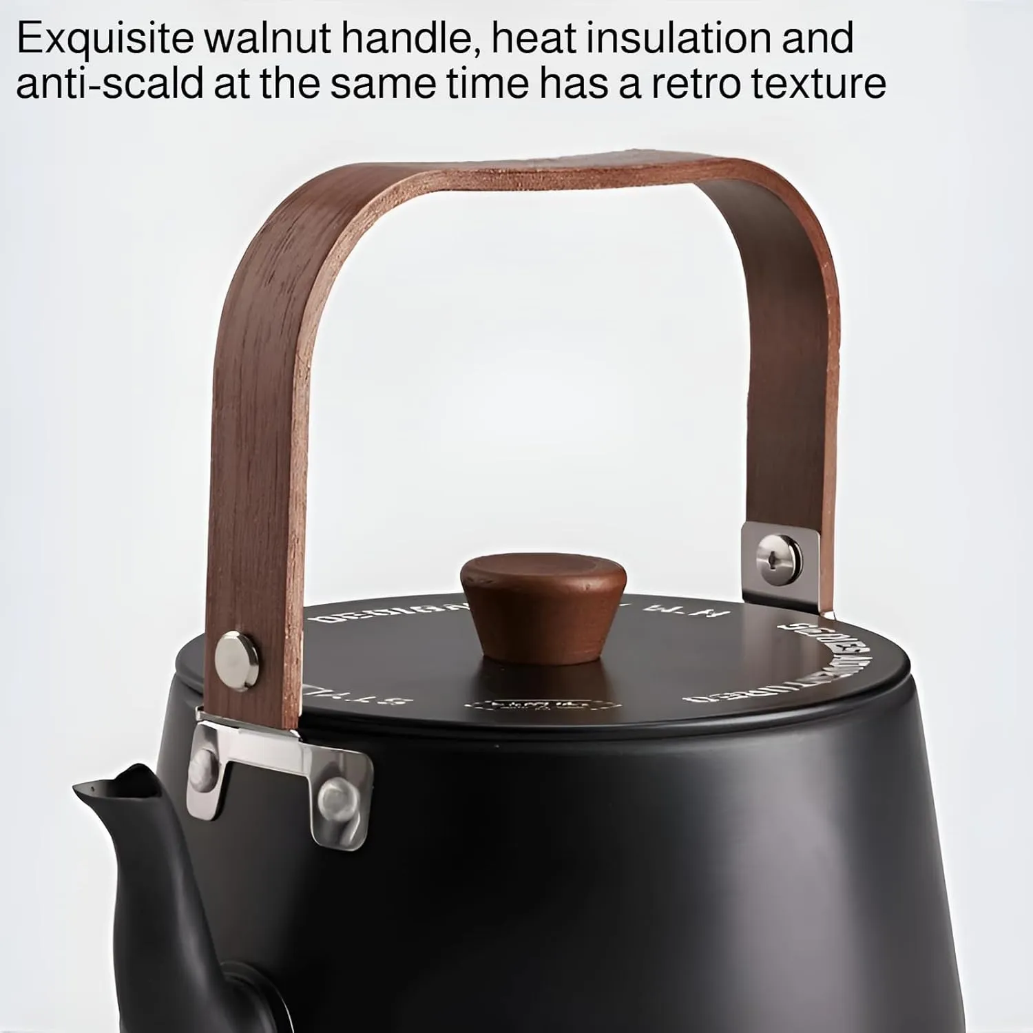 [Mokcoliy]【Camping Essential】1.1L【Fast-Boil Aluminum Kettle】with Ergonomic Walnut, Lightweight Outdoor Cooking Pot for Hikers (ium Colors),【198g】Space-Saving Design for Backpacking/Campfire Use