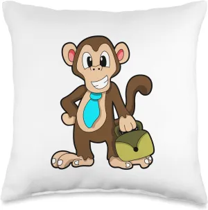 Monkey Entrepreneur Bag Throw Pillow