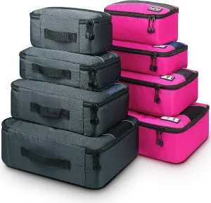 Mossio 8 Set Packing Cubes for Suitcase - Premium Quality Ultralight Travel Organizer for Carry On Luggage and Backpack