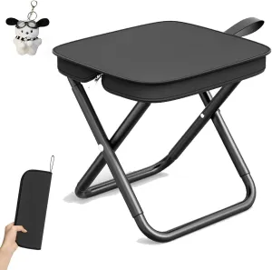 Mountaineering and Hiking Portable Stool (Load Capacity 330 Lbs), Outdoor Folding Camping Stool, Ultralight Portable Tote Chair, for Hiking, Beach, Camping (Black)