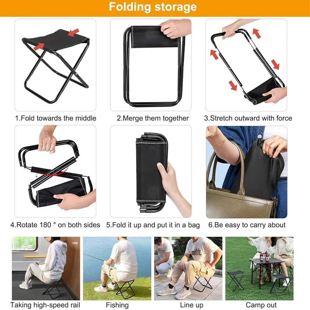 Mountaineering and Hiking Portable Stool, Portable Camping Folding Stools for Adults, Ultralight Camping Stools for Hiking and Fishing, Hold Up to 330 LBS (D,Small)