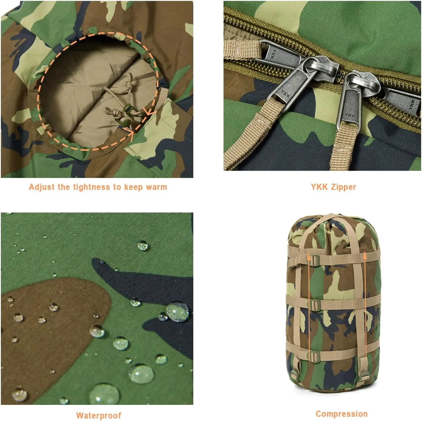 MT Military Army Force Defence 4 & Tropen Patrol Mummy Sleeping Bags with Bivy Cover Compression Sack, Modular Sleeping System 2.0 for Cold Weather,