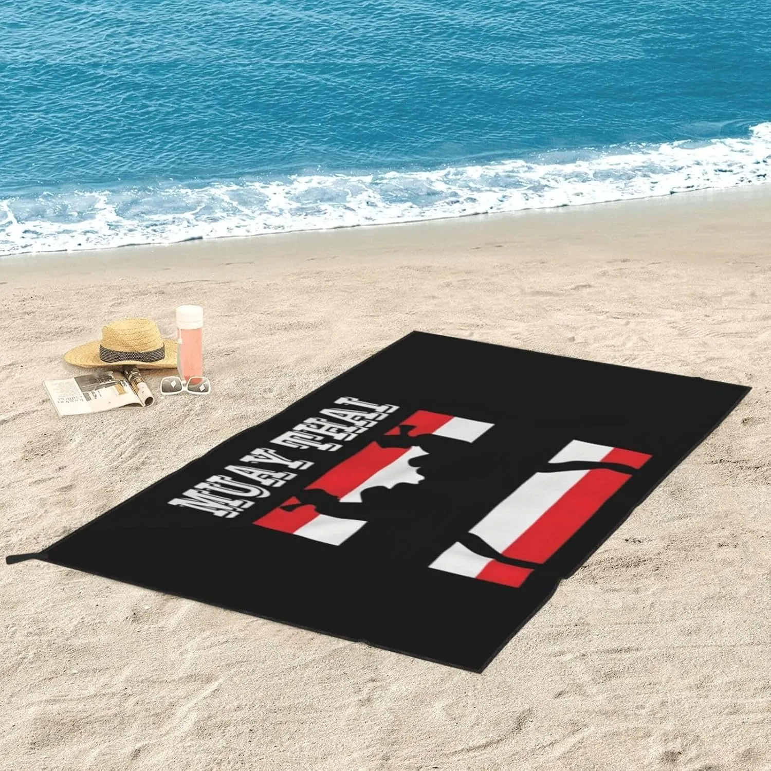 Muay Thai Thailand Flag Beach Towel Quick Dry Sand Free Lightweight Large 27.5"x55" with Travel Bag - Vacation Essentials Bath Towel for Pool, Summer