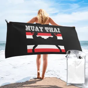 Muay Thai Thailand Flag Beach Towel Quick Dry Sand Free Lightweight Large 27.5"x55" with Travel Bag - Vacation Essentials Bath Towel for Pool, Summer