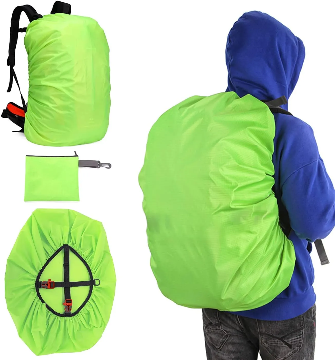 Muka Personalized Design Backpack Rain Cover Ultralight Pack Covers for Outdoor Activities (with Storage Bag)