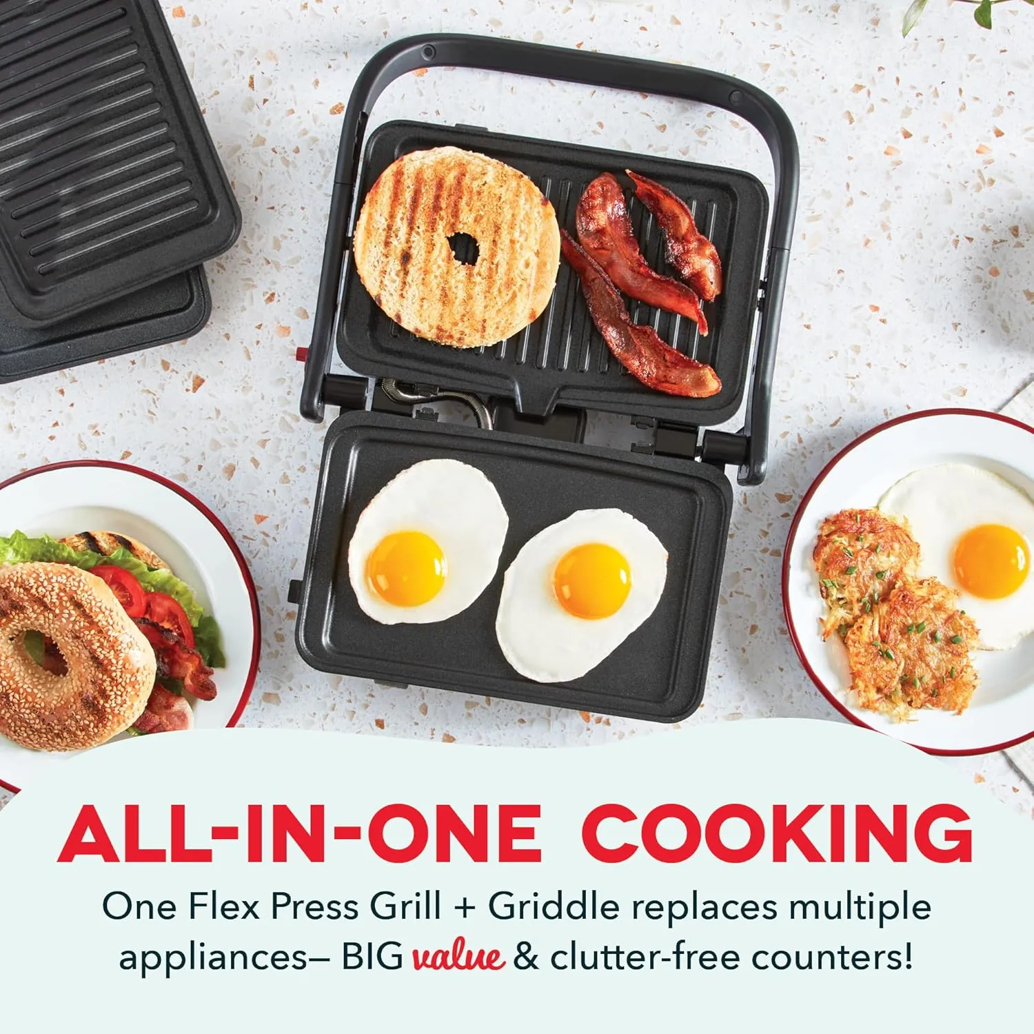 MultiMaker Flex Press Grill System, Grill   Griddle, Removable Plates - Forged Iron