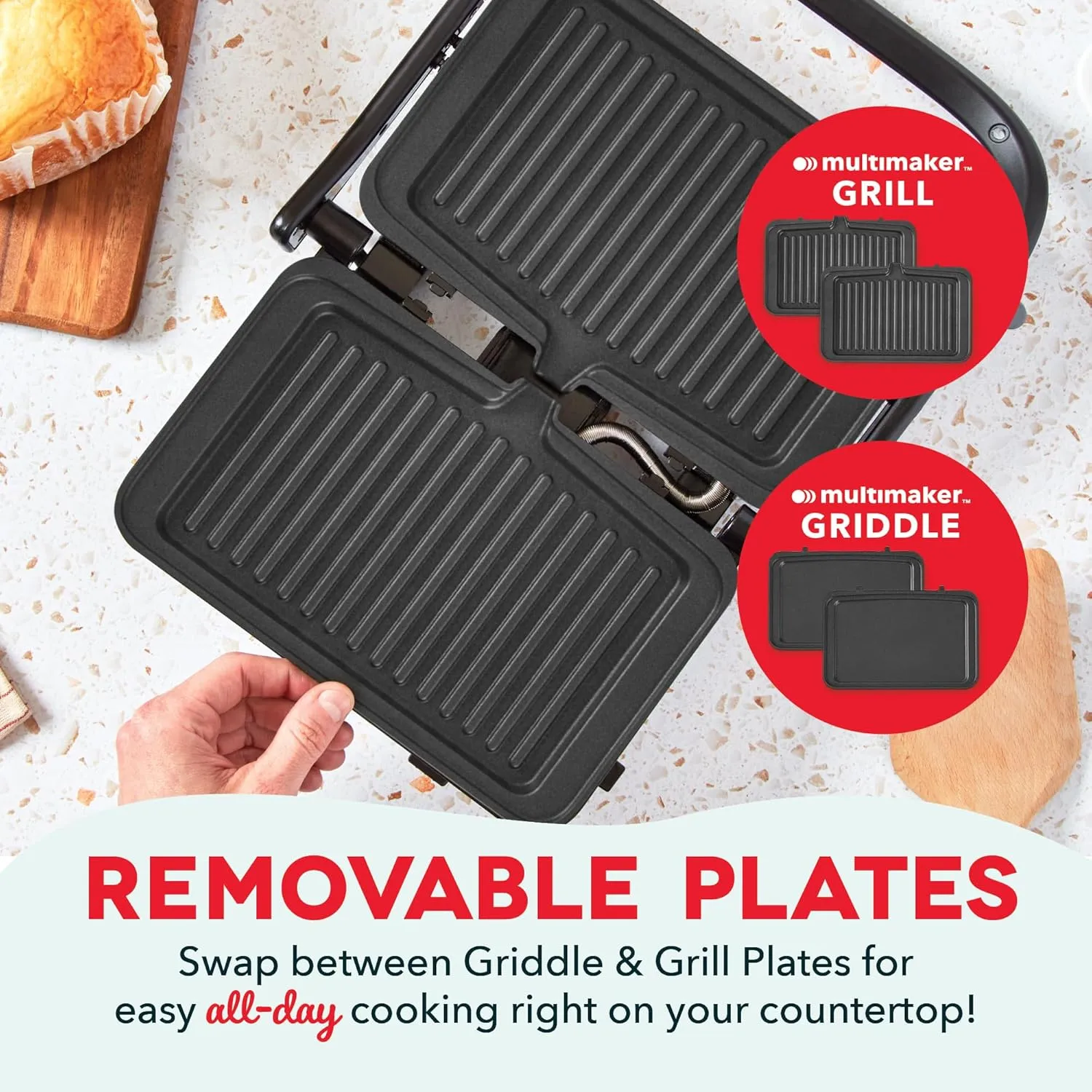 MultiMaker Flex Press Grill System, Grill   Griddle, Removable Plates - Forged Iron