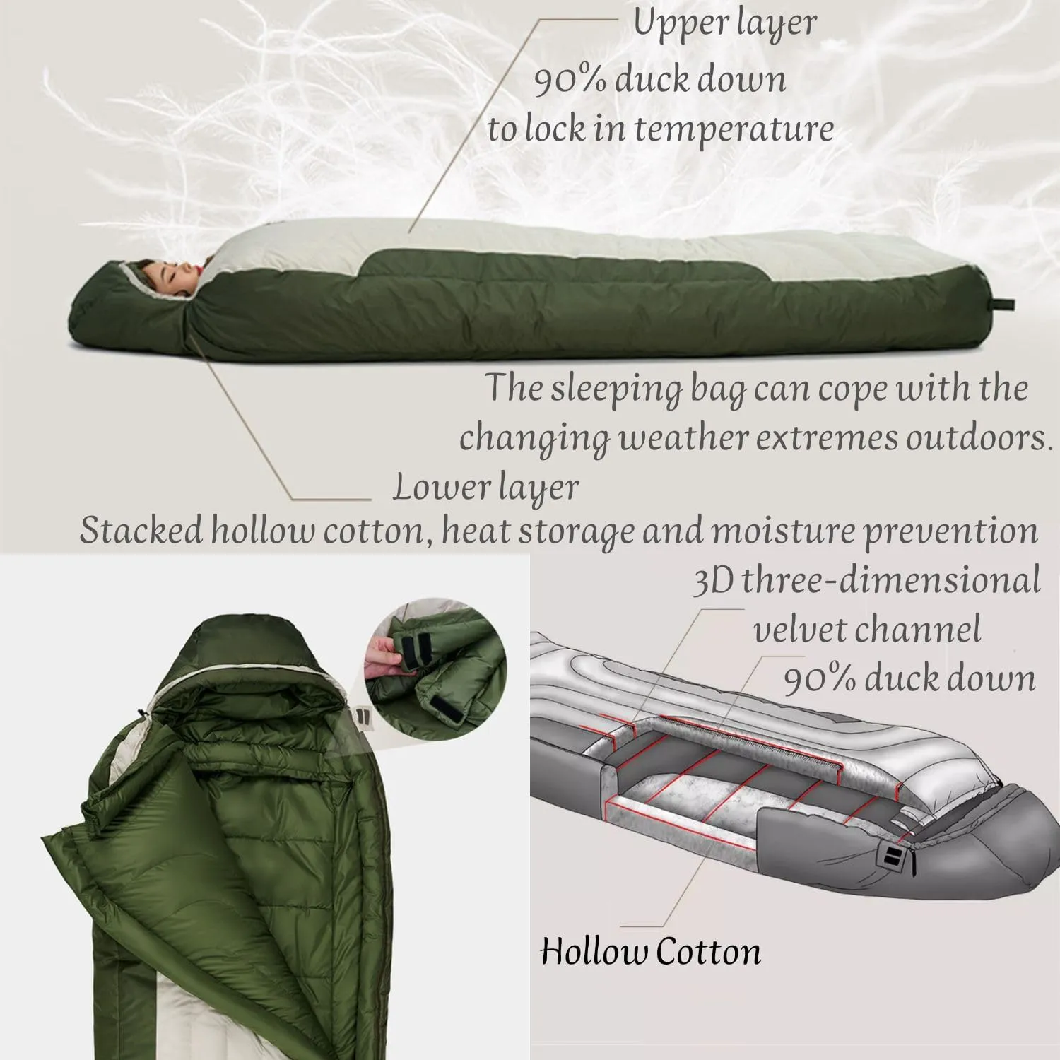 Naturehike Lightweight Down Mummy Sleeping Bag, -0.4℉/-31℉ Degree Options, Cold Weather Winter, Outdoor Gear, for Hiking Traveling & Outdoor Activities, Car & Tent Camping,