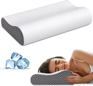 Neck Pillow Cervical Pillow for Pain Relief, Contour Memory Foam Pillows Ergonomic Pillow for Sleeping Bed Pillow Neck Support with Cooling Pillowcase Orthopedic Pillow for Side Back Stomach Sleepers