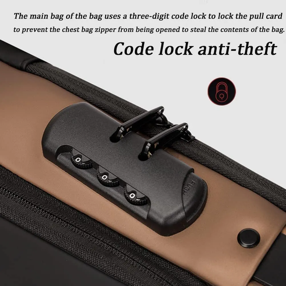 New Carbon Fiber Streamline Anti-Theft Sling Bag, Carbon Fiber Sling Bag, USB Charging Waterproof Crossbody Backpack (Brown)