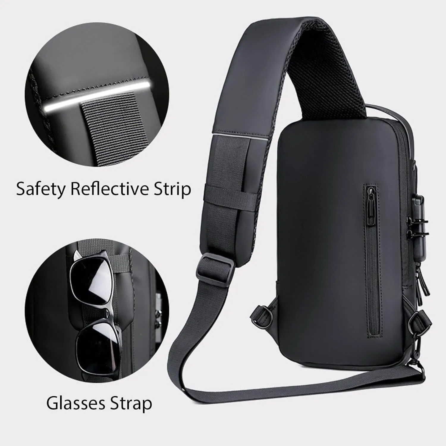 New Carbon Fiber Streamline Anti-Theft Sling Bag, Carbon Fiber Sling Bag, USB Charging Waterproof Crossbody Backpack (Brown)