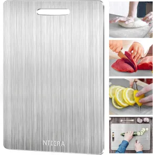 New Titanium Cutting Board - Stainless Steel Cutting Boards for kitchen,Double-Sided Food Grade Non Toxic Cutting Board,Chopping Boards Necessities for Home Outdoor Camping Meal Prep,Easy to Clean(XL)
