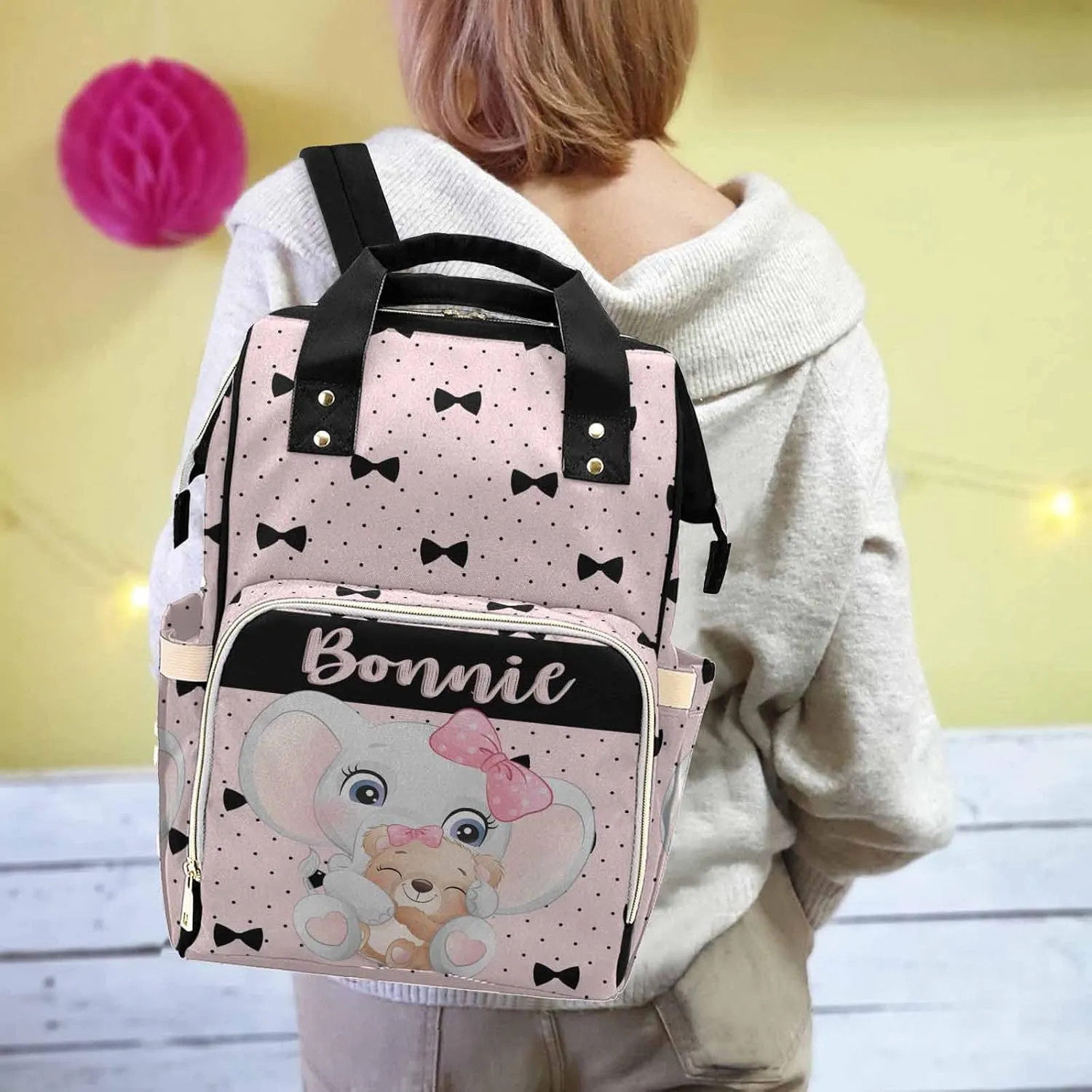 Newcos Personalized Name Diaper Bag Backpack Waterproof Nappy Bag Personalized Maternity Diaper Bag Casual Mummy Backpack with Thermal Pockets