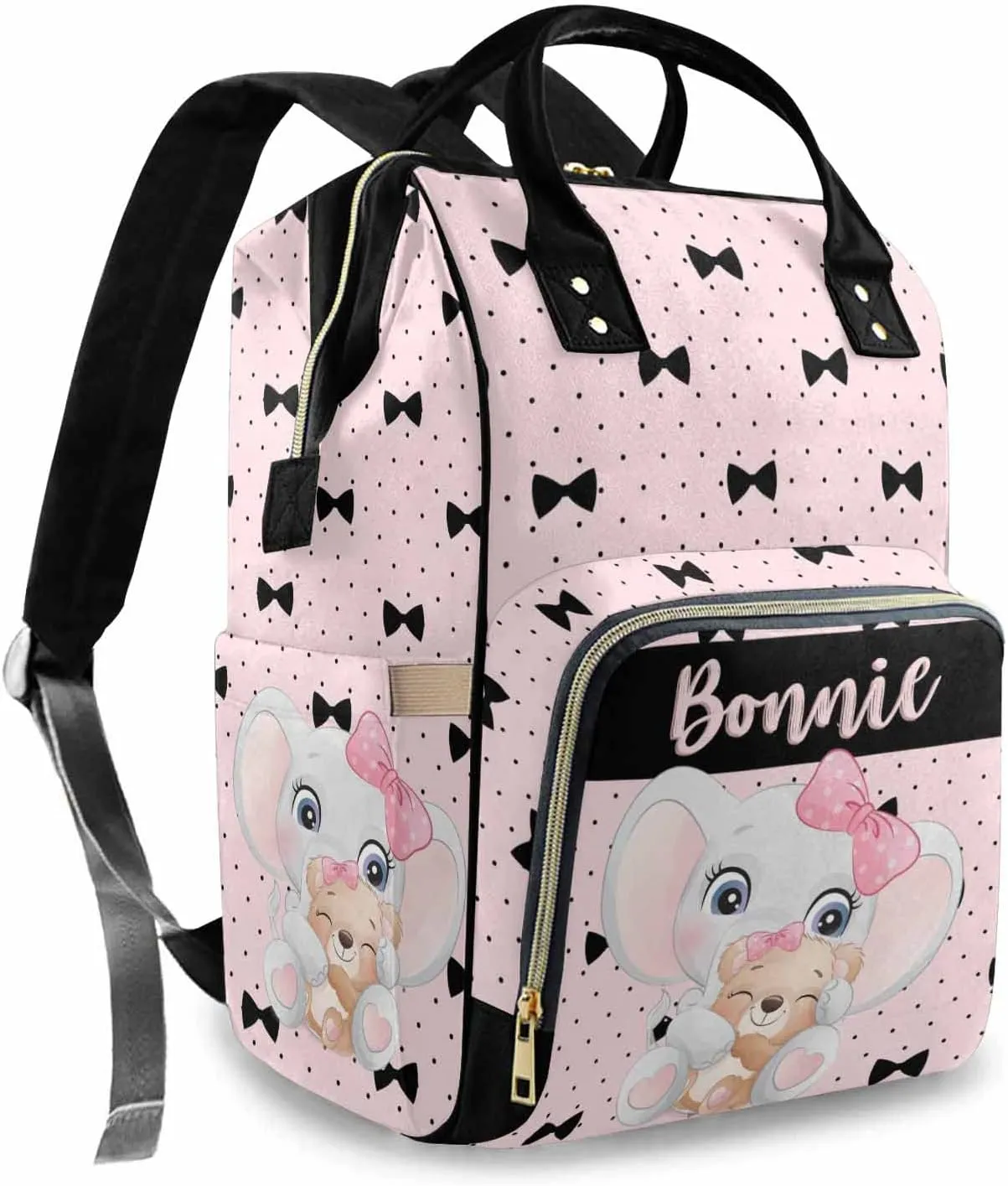 Newcos Personalized Name Diaper Bag Backpack Waterproof Nappy Bag Personalized Maternity Diaper Bag Casual Mummy Backpack with Thermal Pockets