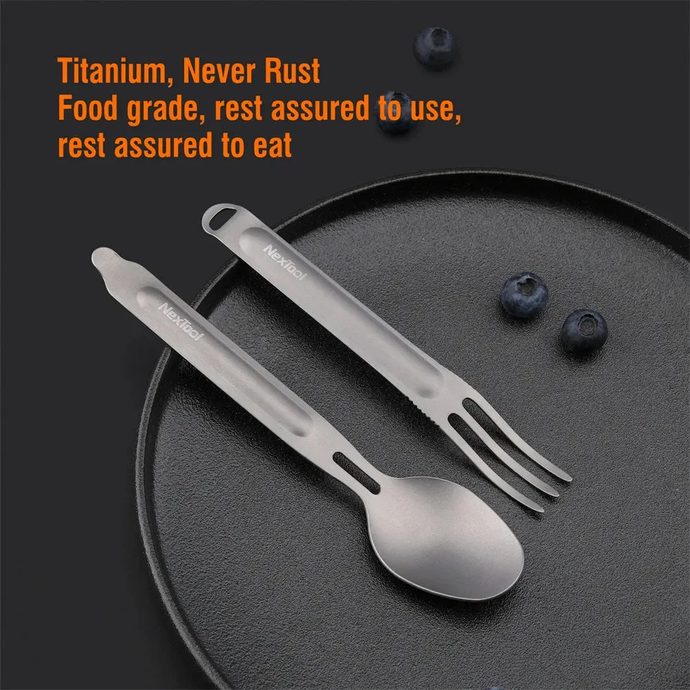 NEXTOOL Fork Spoon 2-in-1 Pure Titanium Spork for Camping and Outdoor Use