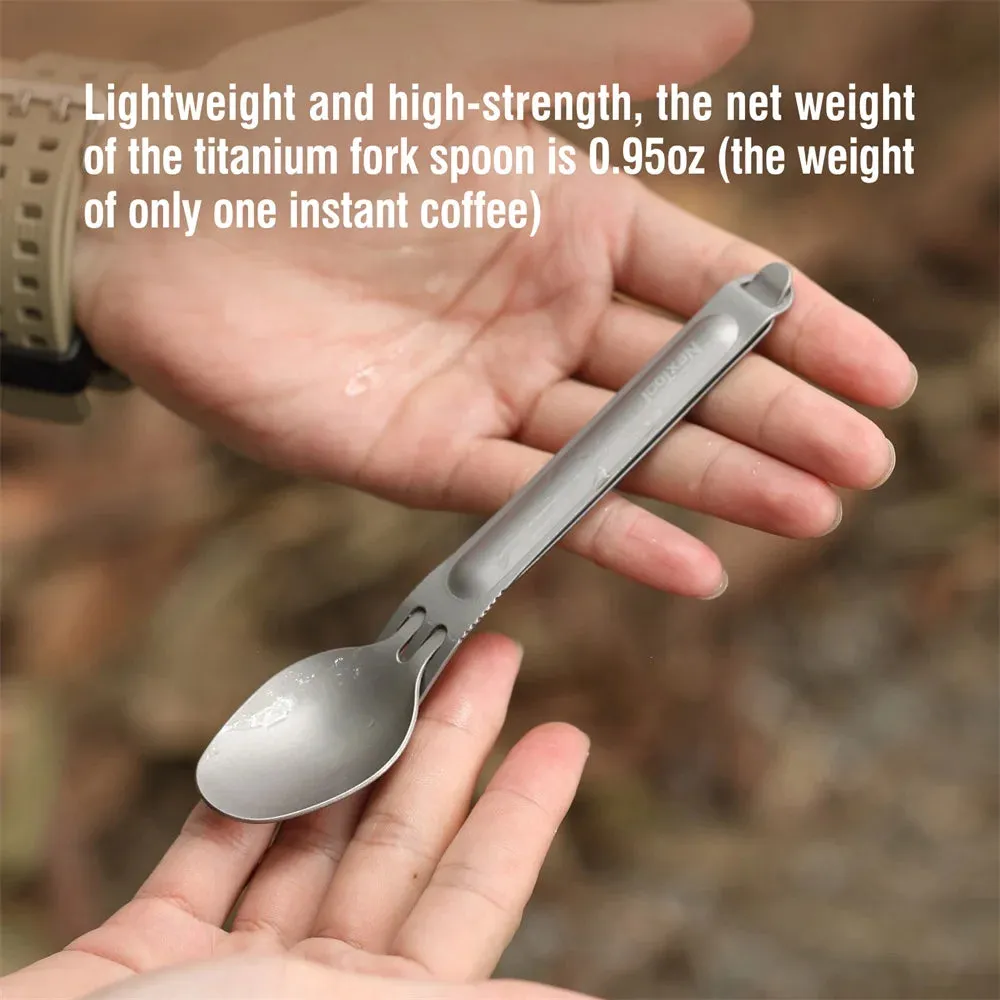 NEXTOOL Fork Spoon 2-in-1 Pure Titanium Spork for Camping and Outdoor Use