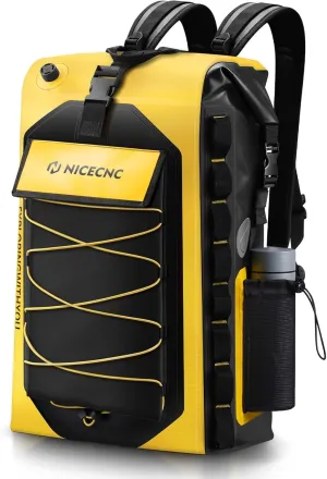 NICECNC Waterproof Motorcycle Backpack 40L, 500D PVC Universal Motorcycle Rear Seat Bag Dry Bag Multi-functional Motorcycle Tail Bag Helmet Luggage Bag for Riding Camping Boating, Yellow
