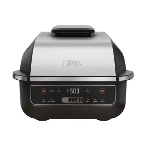 Ninja EG201 Foodi 6-in-1 Indoor Grill with Air Fry, Roast, Bake, Broil, &amp; Dehydrate, 2nd Generation, Dishwasher Safe, Black/Silver