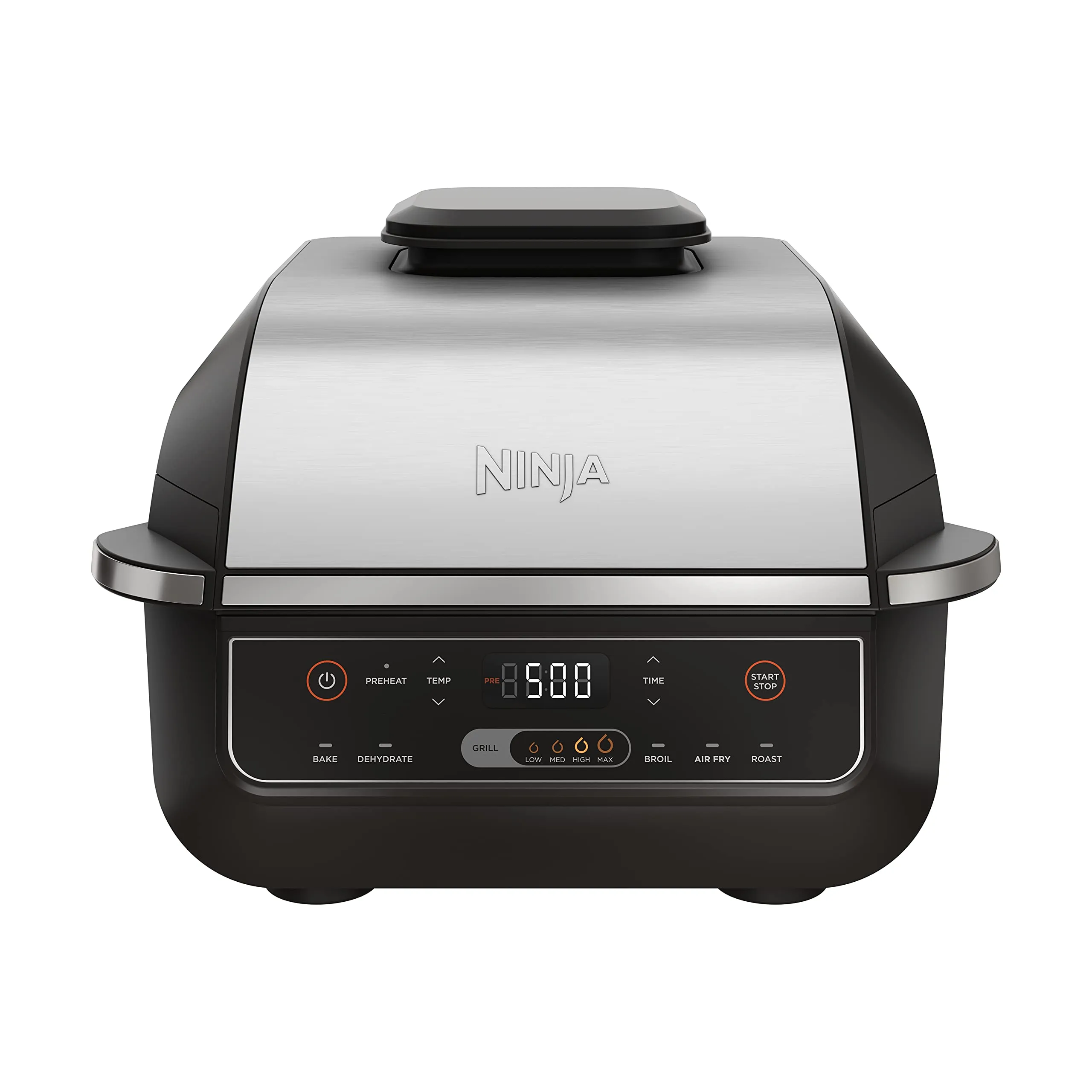 Ninja EG201 Foodi 6-in-1 Indoor Grill with Air Fry, Roast, Bake, Broil, &amp; Dehydrate, 2nd Generation, Dishwasher Safe, Black/Silver