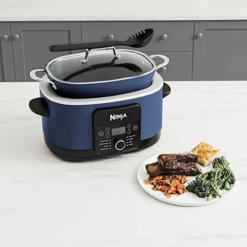 Ninja Foodi PossibleCooker PRO 8.5 Quart Multi-Cooker, with 8-in-1 Slow Cooker, Dutch Oven, Steamer & More, Glass Lid, integrated Spoon, Nonstick, Oven Safe Pot to 500°F, (Blue)