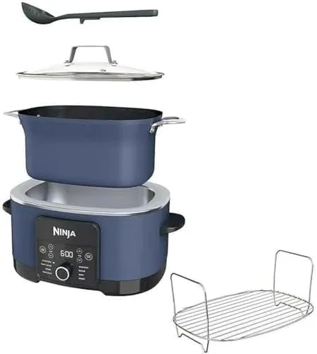 Ninja Foodi PossibleCooker PRO 8.5 Quart Multi-Cooker, with 8-in-1 Slow Cooker, Dutch Oven, Steamer & More, Glass Lid, integrated Spoon, Nonstick, Oven Safe Pot to 500°F, (Blue)