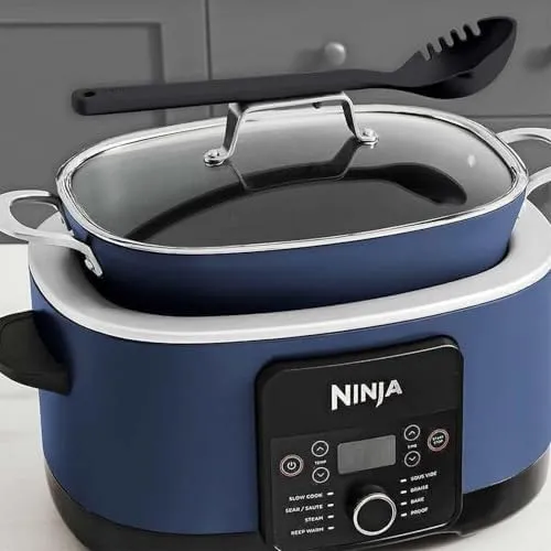 Ninja Foodi PossibleCooker PRO 8.5 Quart Multi-Cooker, with 8-in-1 Slow Cooker, Dutch Oven, Steamer & More, Glass Lid, integrated Spoon, Nonstick, Oven Safe Pot to 500°F, (Blue)