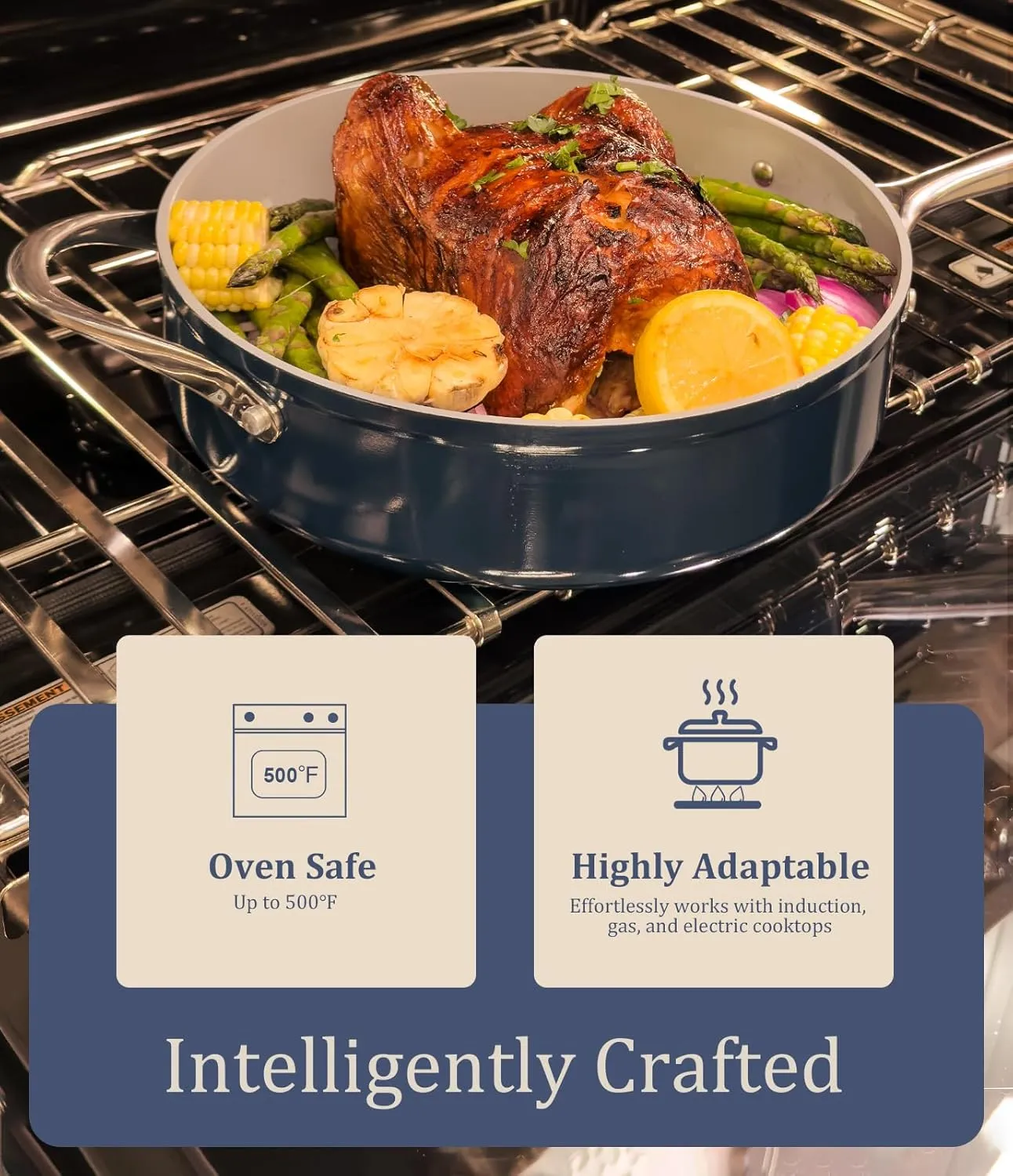 Nonstick Ceramic Frying Pan 8 Inch for Induction Cooktop - Non Toxic, PTFE/PFOA/PFAS Free, Oven & Dishwasher Safe up to 500°F - Non Stick Egg Skillet with Stay-Cool Handle - Caribbean Blue