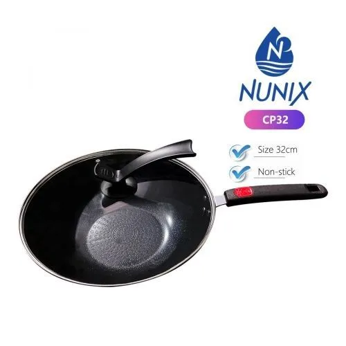 Nunix Non-Stick Wok Deep & Stir-Frying Pan (32 Cm) - Heavy Duty, Non Stick surface