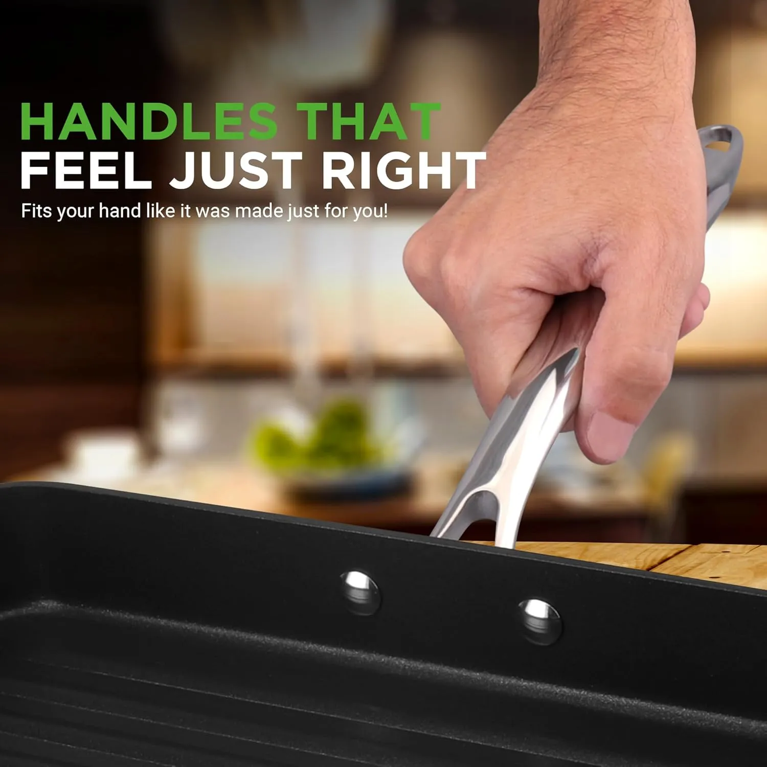 NutriChef 11’’ Nonstick Griddle & Grill Pan – Dishwasher Safe, PFOA-Free, Even Heat Distribution, Compatible with Gas, Ceramic, and Halogen Cooktops, Sturdy Handles for Easy Grip, Hard-Anodized Pan