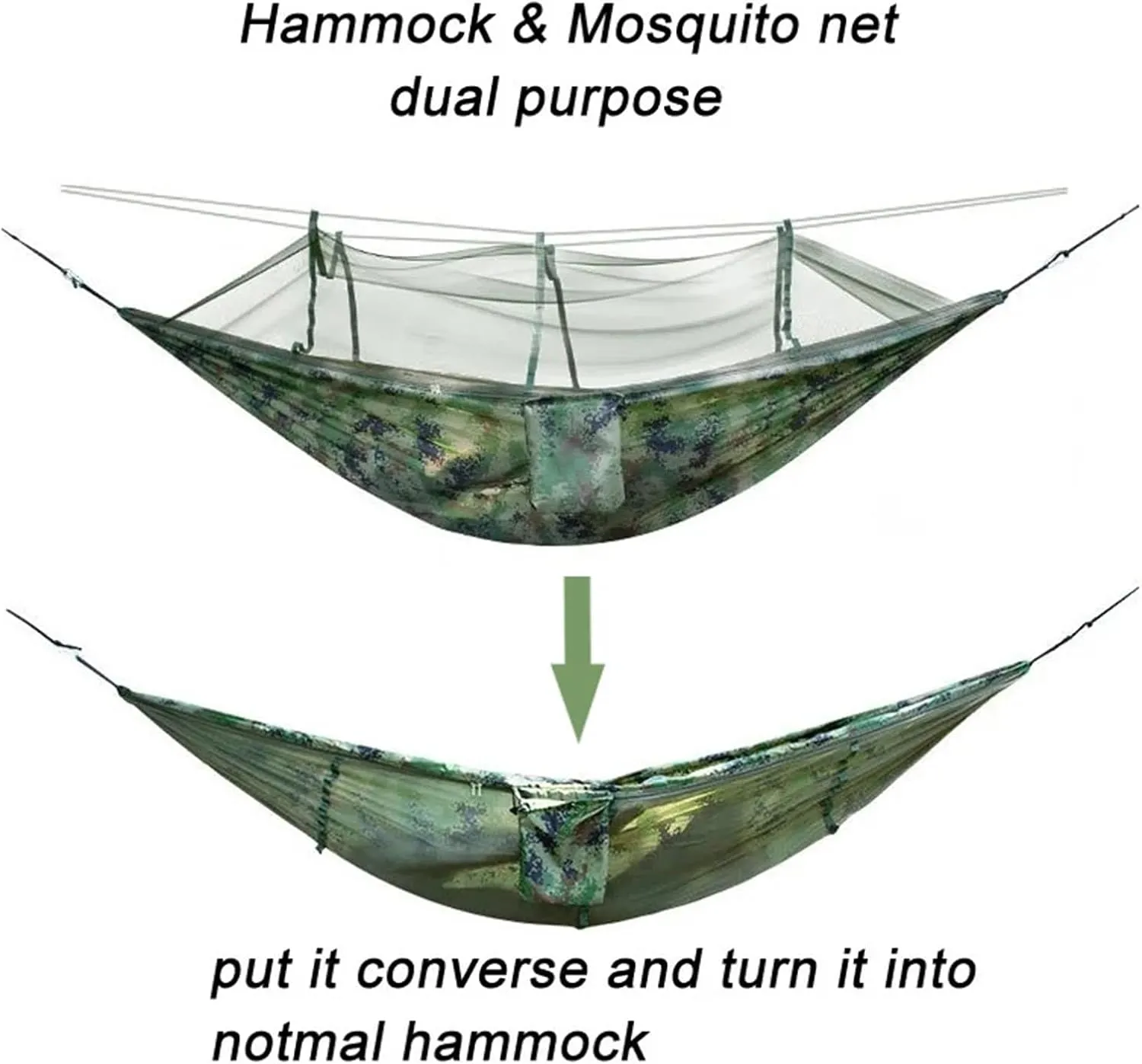 Nylon Fabric Portable Travel Outdoor Camping Hanging Sleeping Hammock with Mosquito Net(Brown,Medium)