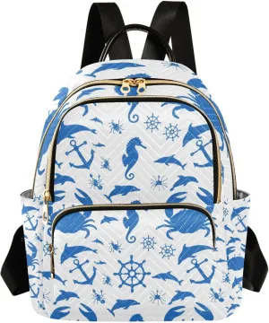 Oceanic Silhouette Mini Backpack Purse, Waterproof Mini Backpack for Women 8.5 L