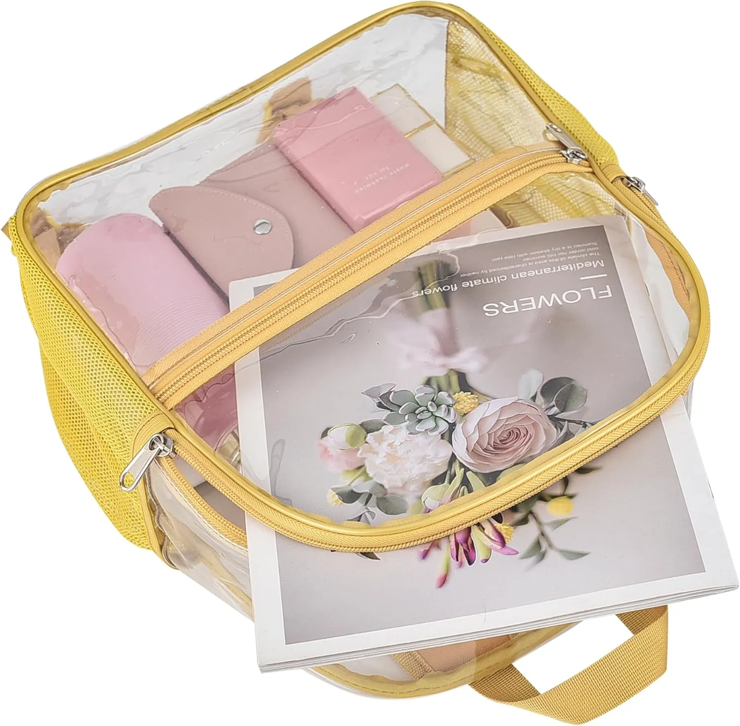 Oraben Clear Backpack for Stadium Events Clear Stadium Backpack 12x6x12 Bag (Enhanced Strap, Gold)