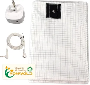 Organic Grounding Sheet 10% Silver Queen for Bed Sleeping Therapy with Safest Ground Adapter and Connection Cord 60x80 INCH