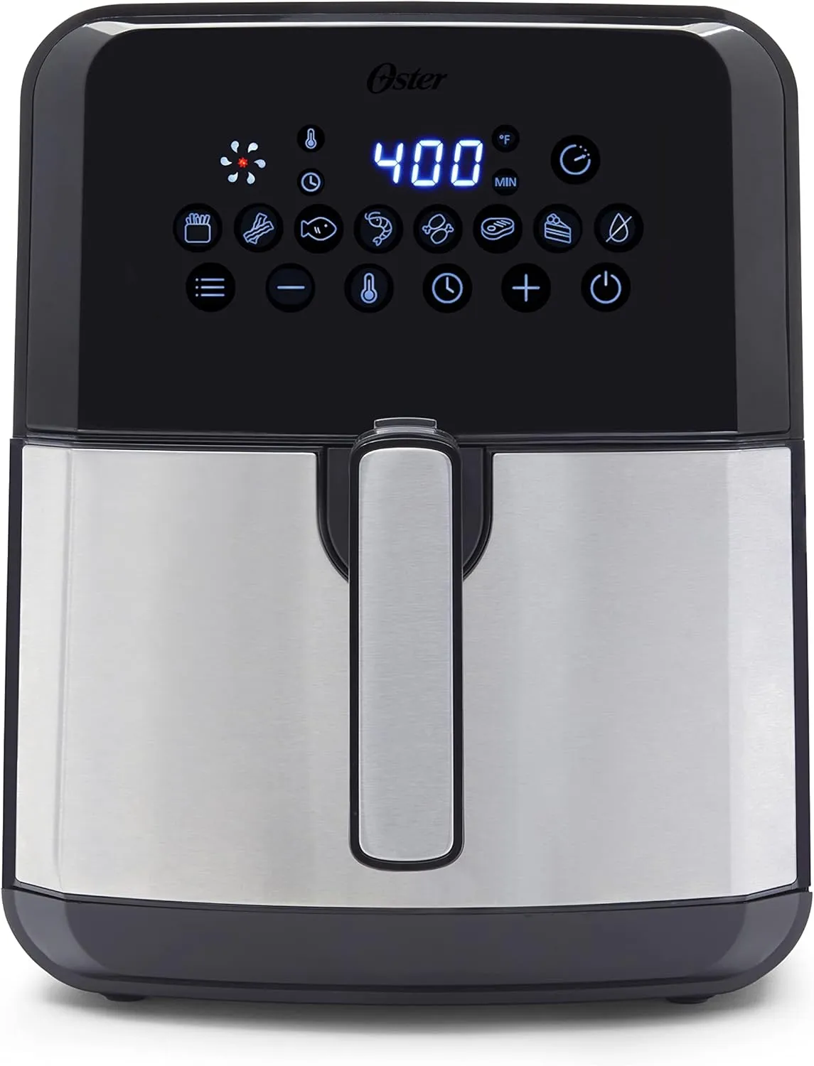 Oster DiamondForce Nonstick XL 5 Quart Digital Air Fryer, 8 Functions with Digital Touchscreen Stainless Steel
