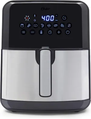 Oster DiamondForce Nonstick XL 5 Quart Digital Air Fryer, 8 Functions with Digital Touchscreen Stainless Steel