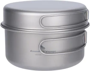Outdoor 750ml - 2900ml Titanium Pot with Lid Folding Bail Handle Camping Hiking Picnic Ultralight Water Bottle Cup Mug Spork Set