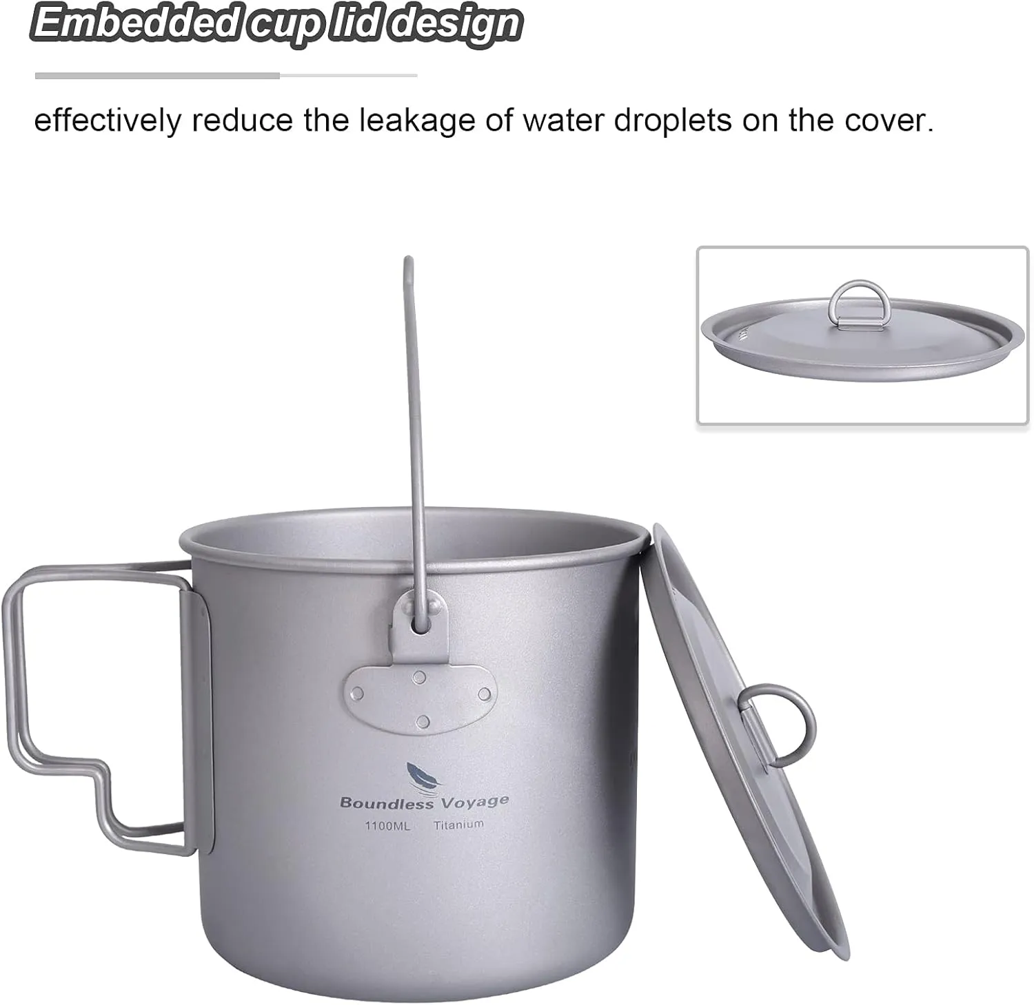 Outdoor 750ml - 2900ml Titanium Pot with Lid Folding Bail Handle Camping Hiking Picnic Ultralight Water Bottle Cup Mug Spork Set