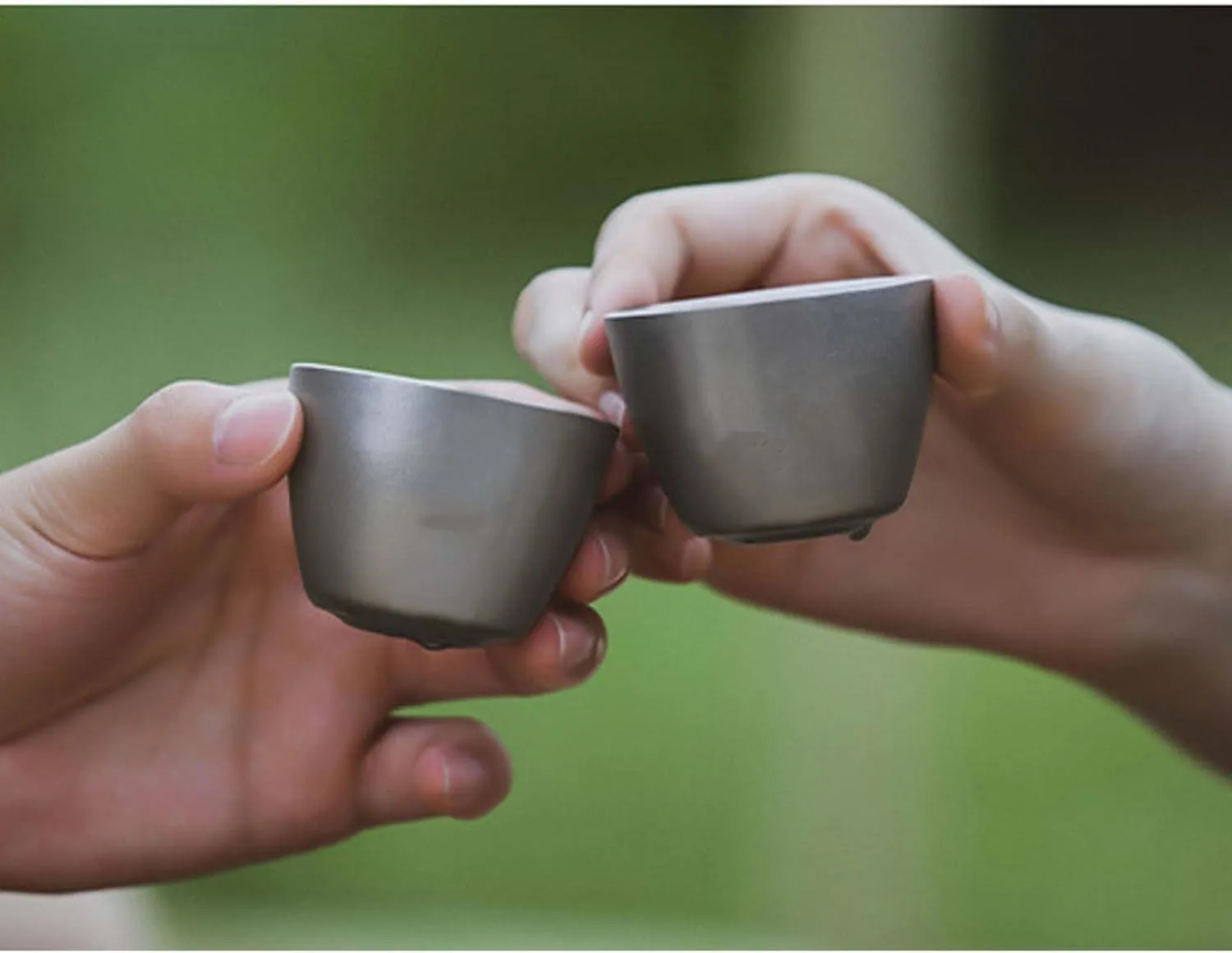 Outdoor double-layer pure titanium small wine cup camping portable tea cup(1PC)