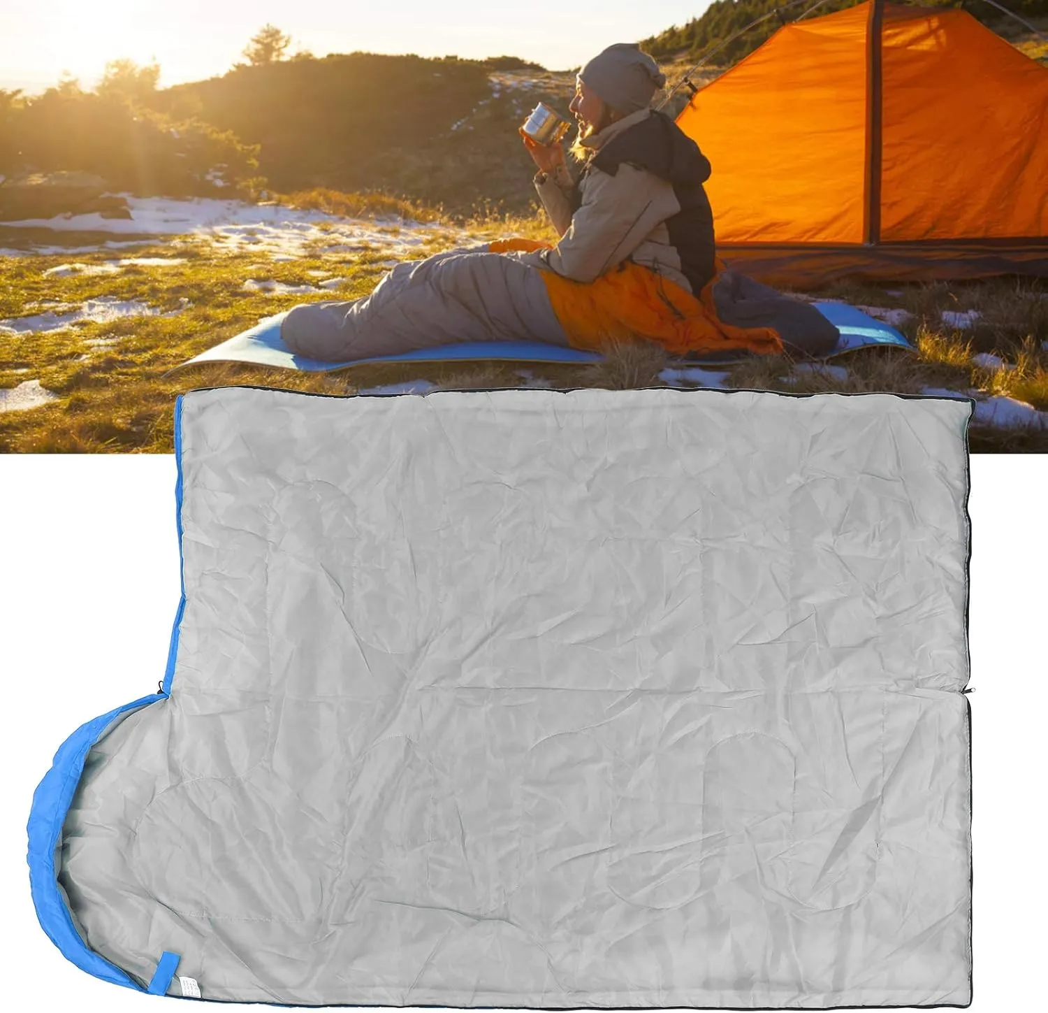 Outdoor Envelope Sleeping Bag Waterproof Hood 3‑Season Camping Backpacking