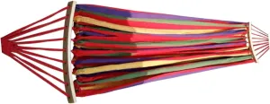 Outdoor Rollover Double Hammock with Wooden Stick Rainbow Canvas Swing Bed for Camping Use Easy to Carry and Fold Durable Design