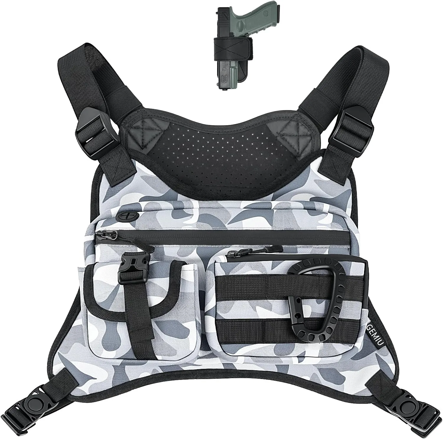 Outdoor Sports Chest Bag for Men, Tactical Inspired Sports Utility Chest Pack Large Capacity Lightweight Front Running Vest for Men With Built-In Phone Holder EDC Bag for Hiking,Cycling