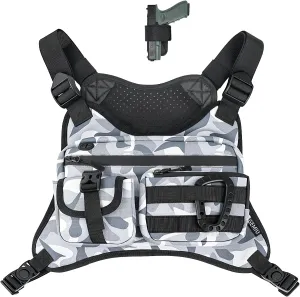 Outdoor Sports Chest Bag for Men, Tactical Inspired Sports Utility Chest Pack Large Capacity Lightweight Front Running Vest for Men With Built-In Phone Holder EDC Bag for Hiking,Cycling