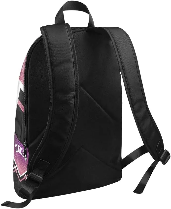 Personalized Cheerleader Purple Black Print Backpack with Name Custom Travel Daypack Bag for Man Woman Gifts