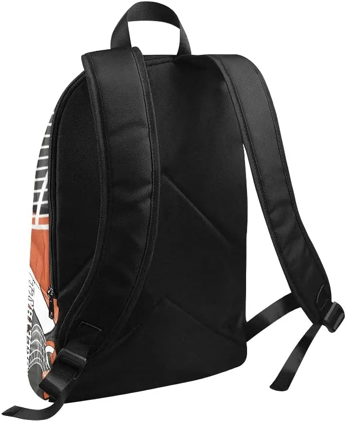 Personalized Volleyball in Black Orange and White Backpack with Name Custom Travel Daypack Bag for Man Woman Gifts