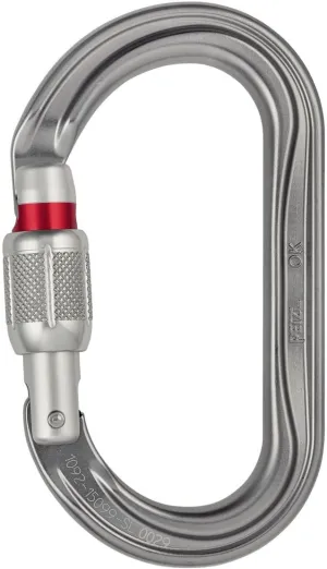 Petzl OK Carabiner - Oval Carabiner for Use with Pulleys and Ascenders for Climbing and Glacier Travel - Screw-Lock