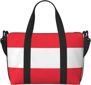 Phayah Austrian Flag Travel Duffel Bag Handbag Carry-On Luggage Bag Overnight Foldable Unisex Airline Travel Personal Items Bag